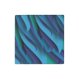 Waves of Different Colors of Blue to Green Stone Magnet
