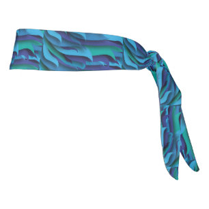 Waves of Different Colors of Blue to Green Tie Headband