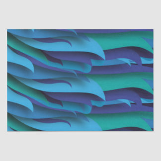 Waves of Different Colors of Blue to Green Tissue Paper