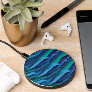 Waves of Different Colors of Blue to Green Wireless Charger