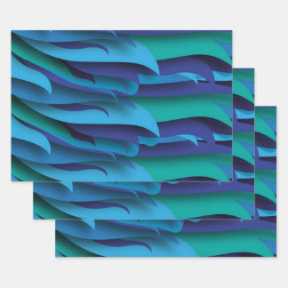 Waves of Different Colors of Blue to Green Wrapping Paper Sheets