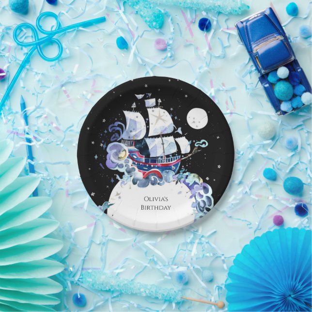 Waves of Fun Pirate Birthday Paper Plates (Party)