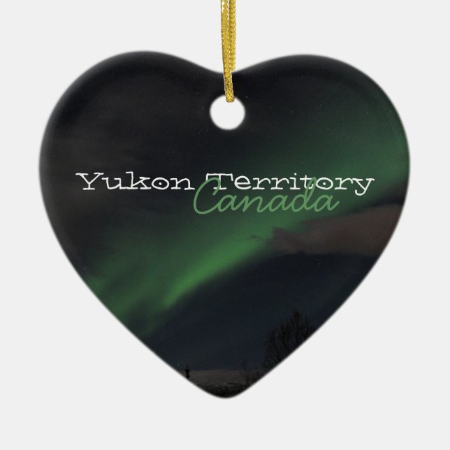 Waves of Green Light; Yukon Territory Souvenir Ceramic Ornament (Front)