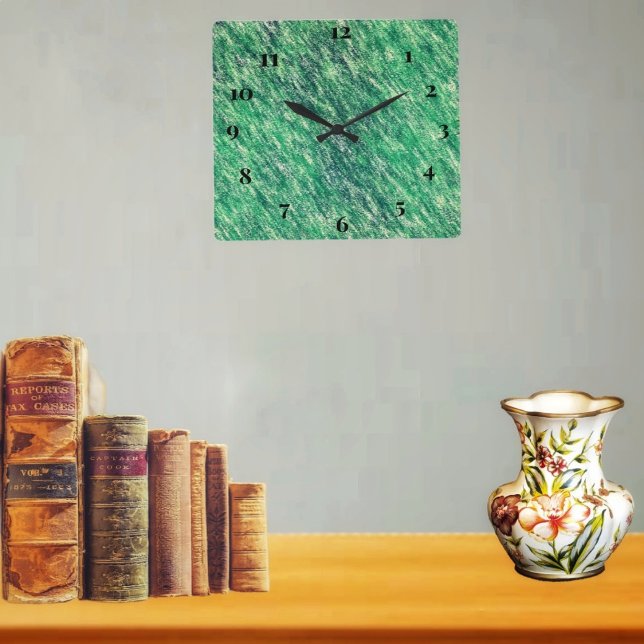 Waves Of Green Square Wall Clock (A handsome-looking clock, to match your decor!)