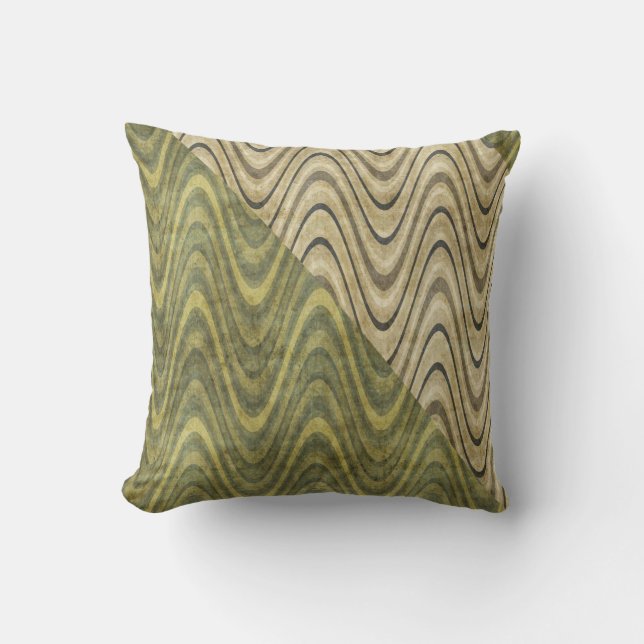 Waves of Green Throw Pillow (Front)