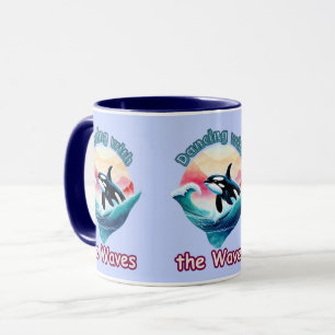 Waves of Joy: Orca Jumping in Aqua Waters Mug