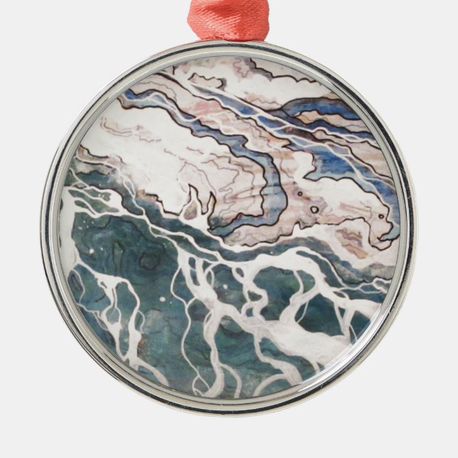 Waves of Lake Erie Metal Ornament (Front)