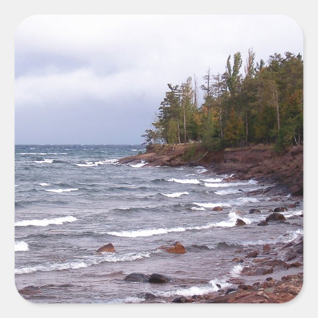 Waves of Lake Superior Square Sticker (Front)