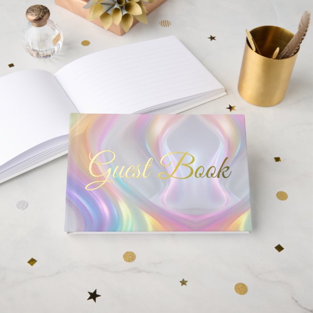 Waves of Light Foil Guest Book (Front Open)