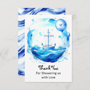 Waves of Love: Nautical Boy Baby Shower Thank You Card