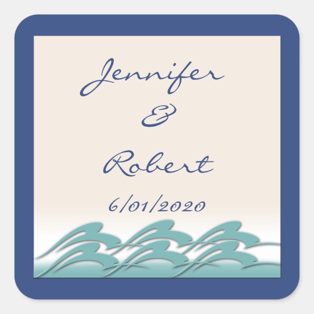 Waves of Love Navy Envelope Seals/Stickers Square Sticker (Front)