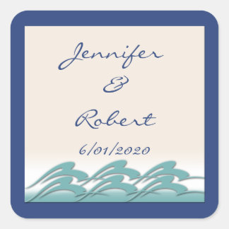 Waves of Love Navy Envelope Seals/Stickers Square Sticker
