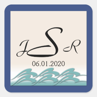 Waves of Love Navy Monogram Sticker