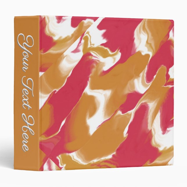 Waves of Peach and Red Personalized Binder (Front/Spine)