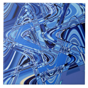 waves of roads in blue ceramic tile