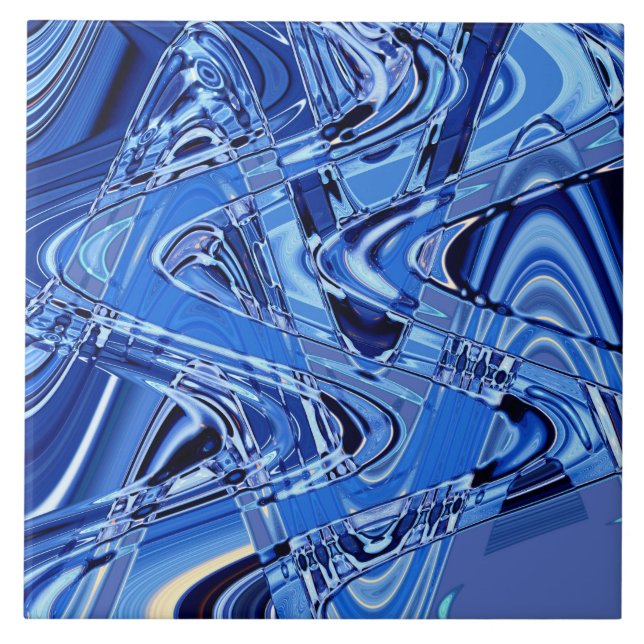 waves of roads in blue ceramic tile (Front)