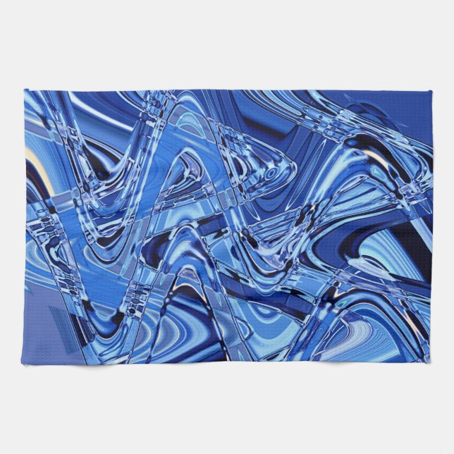 waves of roads in blue kitchen towel (Horizontal)