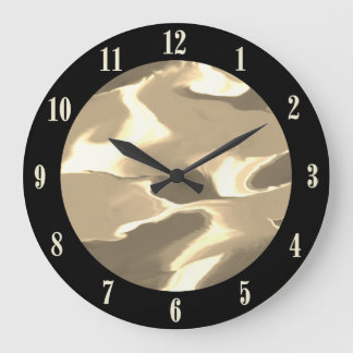 Waves of Tan and Brown Design Large Clock