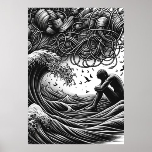 Waves of Thought Introspection Amidst the Chaos Poster