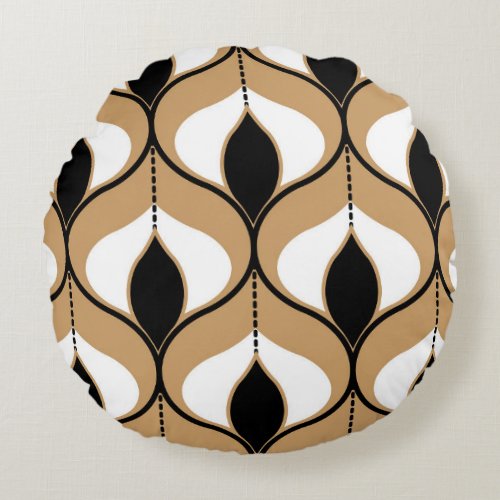 Waves of Time Vintage Geometric Round Pillow