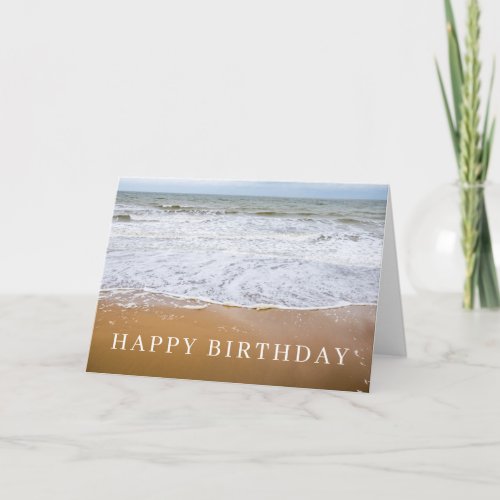 Waves on a beach birthday card
