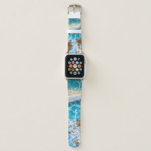 Waves on a rocky beach at sunset. Aerial viewbeach Apple Watch Band