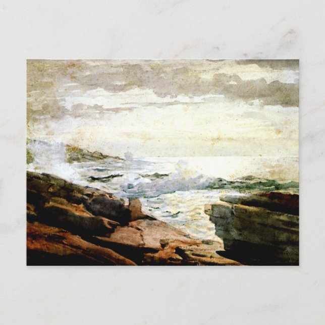 Waves on a Rocky Coast, artwork by Winslow Homer Postcard (Front)