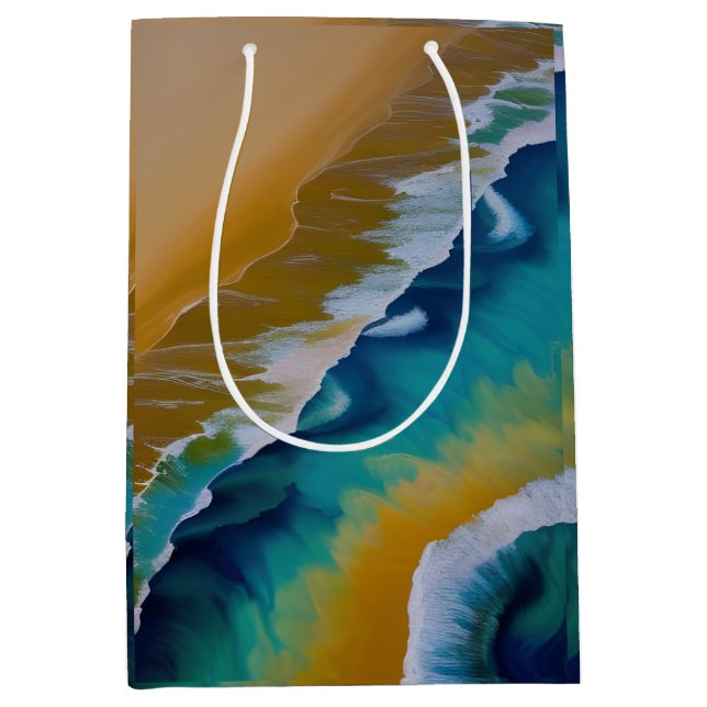 Waves on a Sandy beach  Medium Gift Bag (Front)