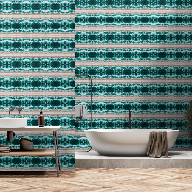 Waves on a sandy beach medium pattern wallpaper  (Bathroom)