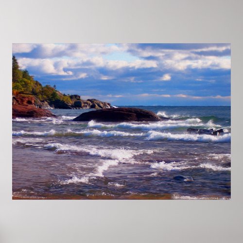 Waves On Lake Superior Poster