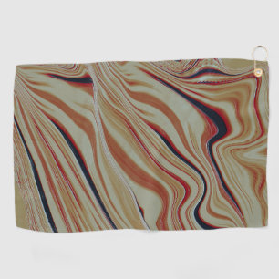 Waves on mixed base in greyish ocher orange brown golf towel