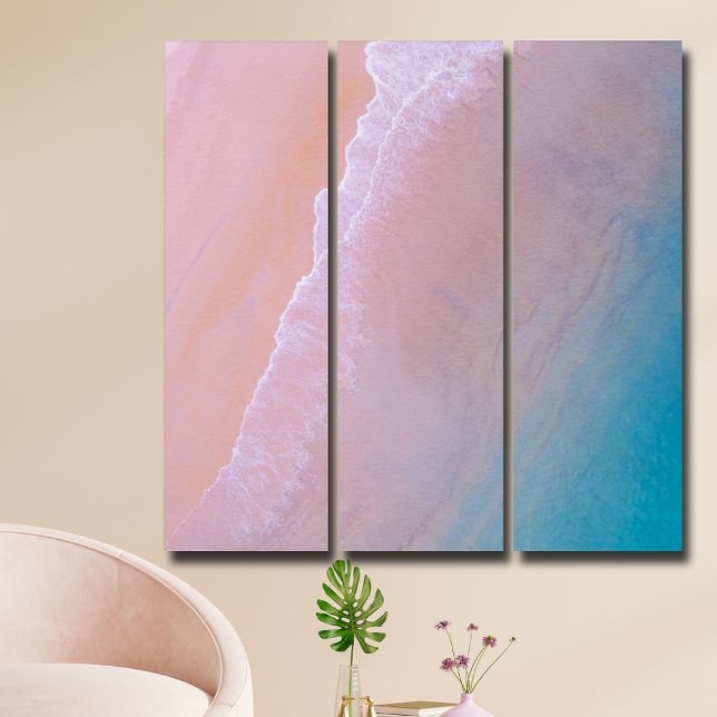 Waves on Pink Sandy Beach Triptych (Creator Uploaded)