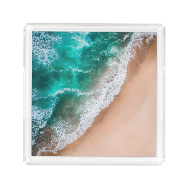 Waves on Sandy Beach  Acrylic Tray (Front)