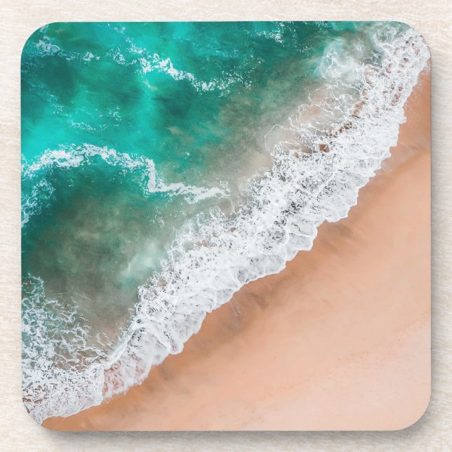 Waves on Sandy Beach  Beverage Coaster (Front)