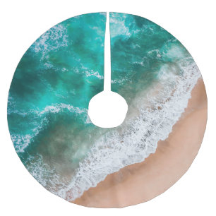 Waves on Sandy Beach  Brushed Polyester Tree Skirt