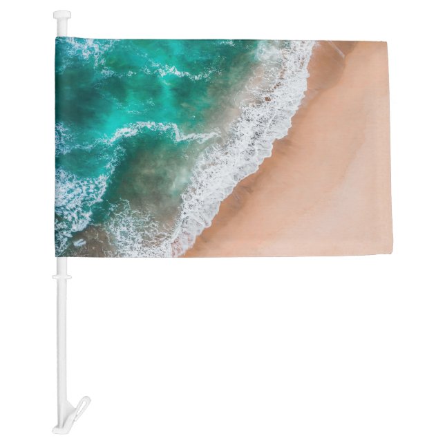 Waves on Sandy Beach  Car Flag (Front)