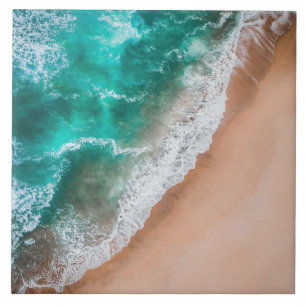 Waves on Sandy Beach  Ceramic Tile