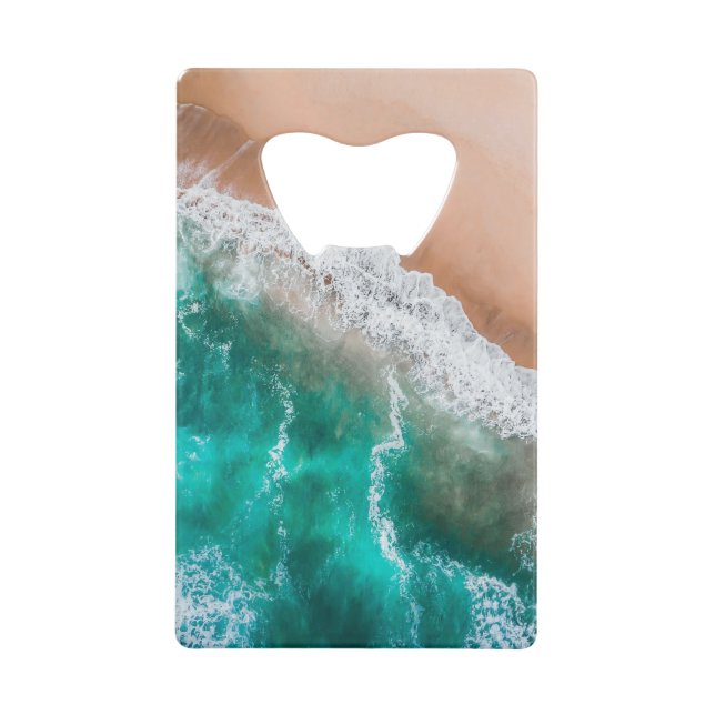 Waves on Sandy Beach  Credit Card Bottle Opener (Front)