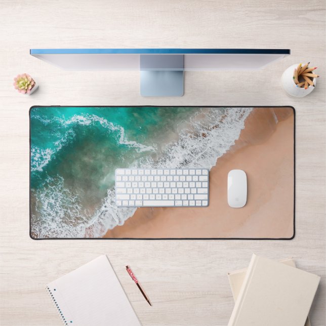 Waves on Sandy Beach  Desk Mat (Office 1)