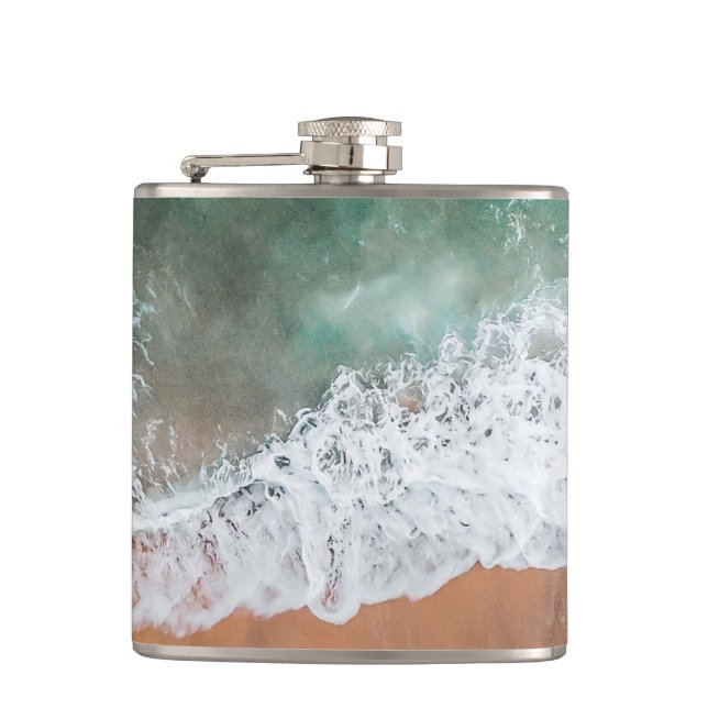 Waves on Sandy Beach  Flask (Front)