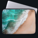 Waves on Sandy Beach Laptop Sleeve<br><div class="desc">Pretty blue wave laps against sandy beach</div>