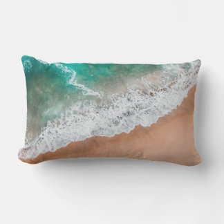 Waves on Sandy Beach  Lumbar Pillow