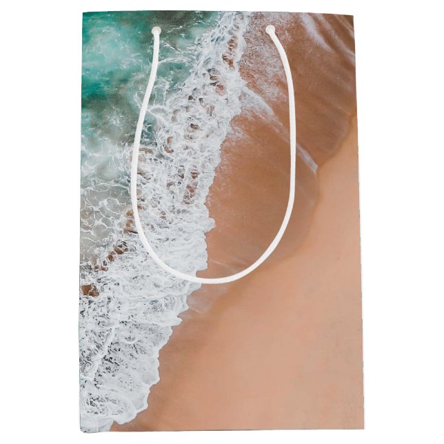 Waves on Sandy Beach  Medium Gift Bag (Front)