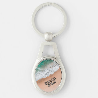 Waves on Sandy Beach Own Text Beach Bum Keychain