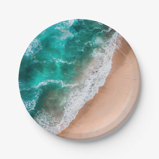 Waves on Sandy Beach  Paper Plates (Front)