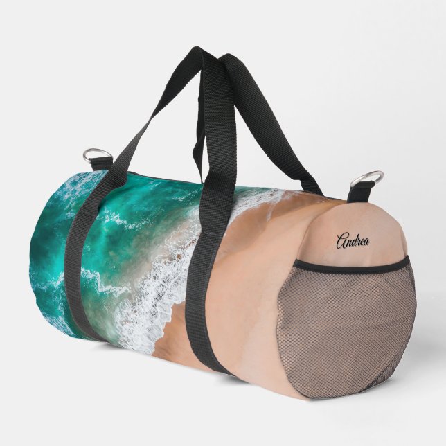 Waves on Sandy Beach Personal Duffle Bag (Right Corner)