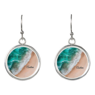 Waves on Sandy Beach Personal Earrings
