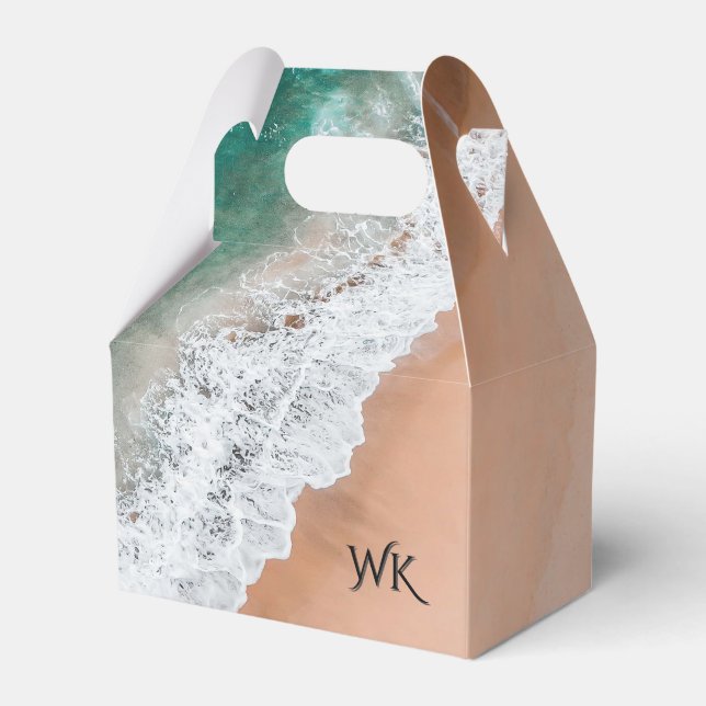 Waves on Sandy Beach Personal Favor Boxes (Front Side)