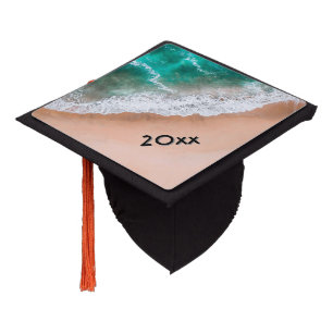 Waves on Sandy Beach Personal Graduation Cap Topper