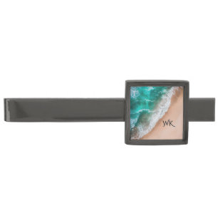 Waves on Sandy Beach Personal Gunmetal Finish Tie Bar